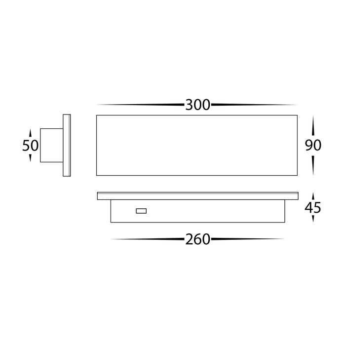 HV3571T-WHT - Barline Shadow Aluminium White 300mm Wall Light
