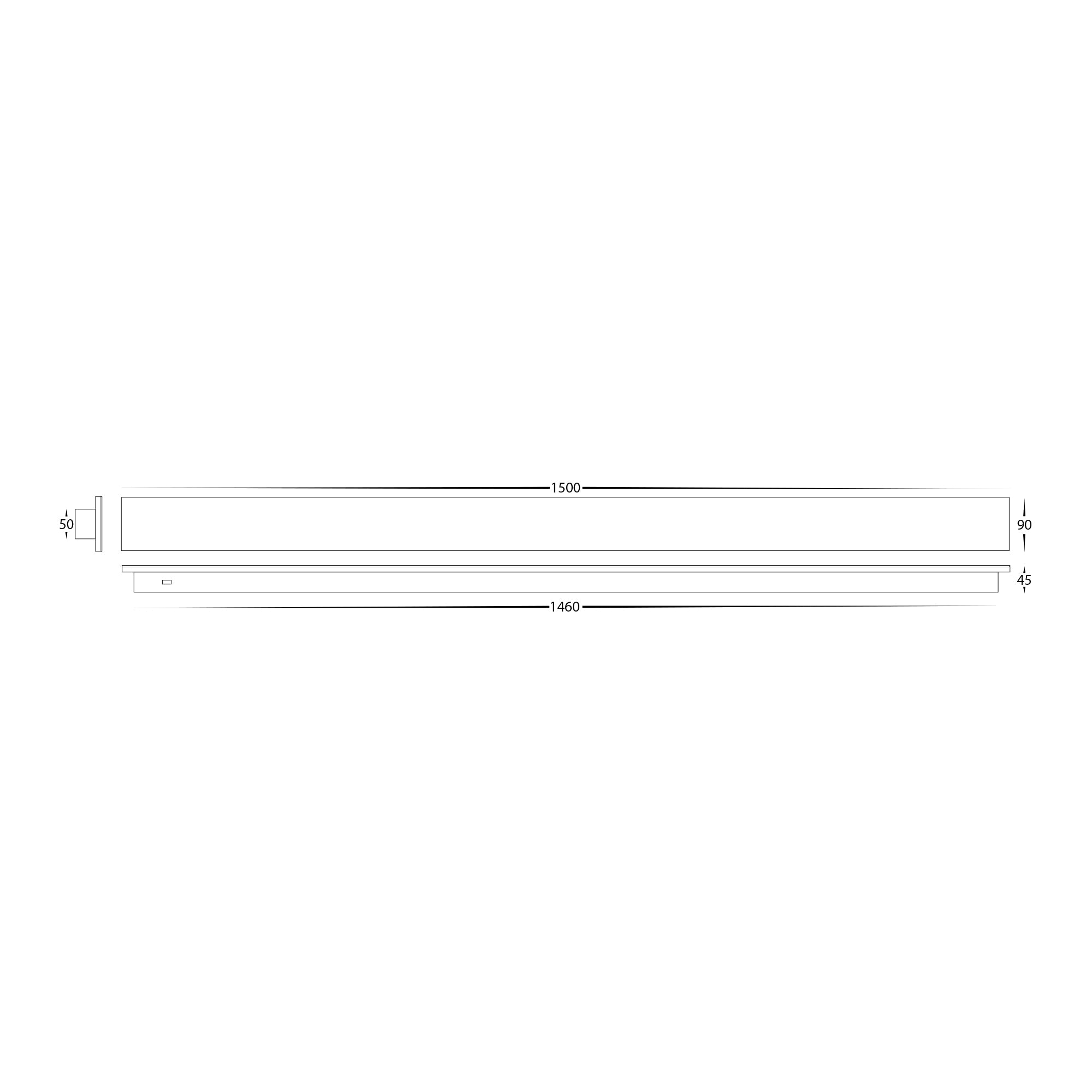 HV3576T-BLK - Barline Shadow Aluminium Black 1500mm Wall Light