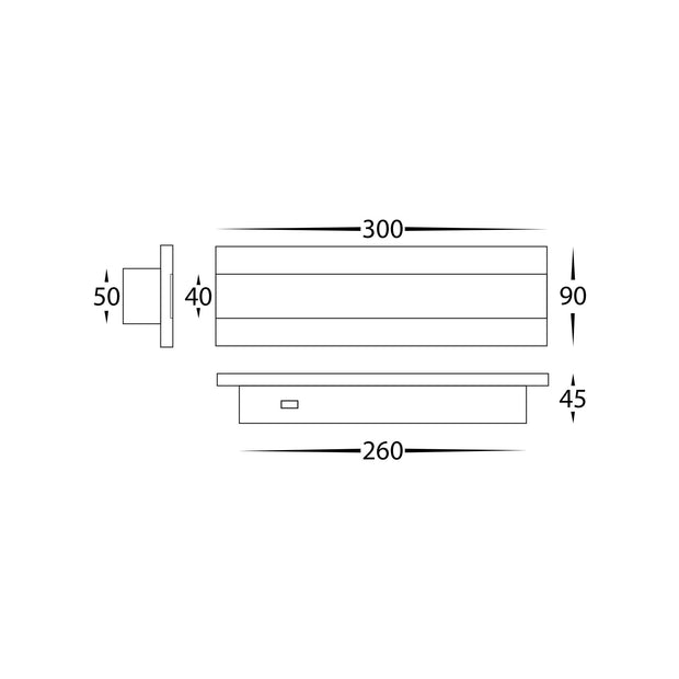 HV3581T-WHT - Barline Aluminium White 300mm Wall Light
