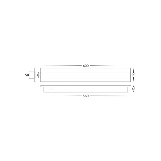 HV3582T-BLK - Barline Aluminium Black 600mm Wall Light