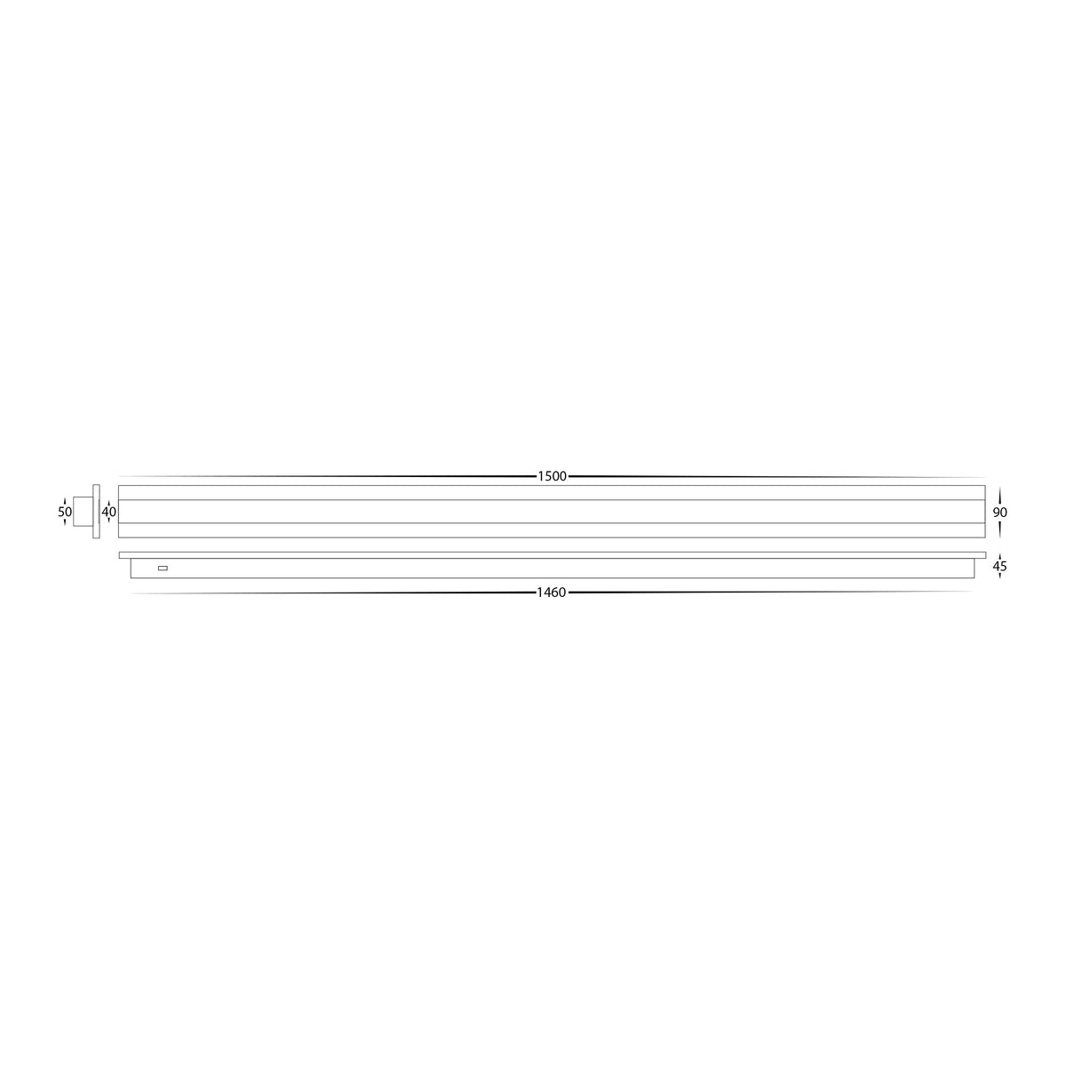HV3586T-BLK - Barline Aluminium Black 1500mm Wall Light