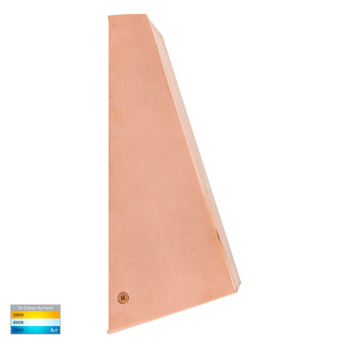 HV3601T-CP - Taper Copper TRI Colour LED Wedge Wall Light