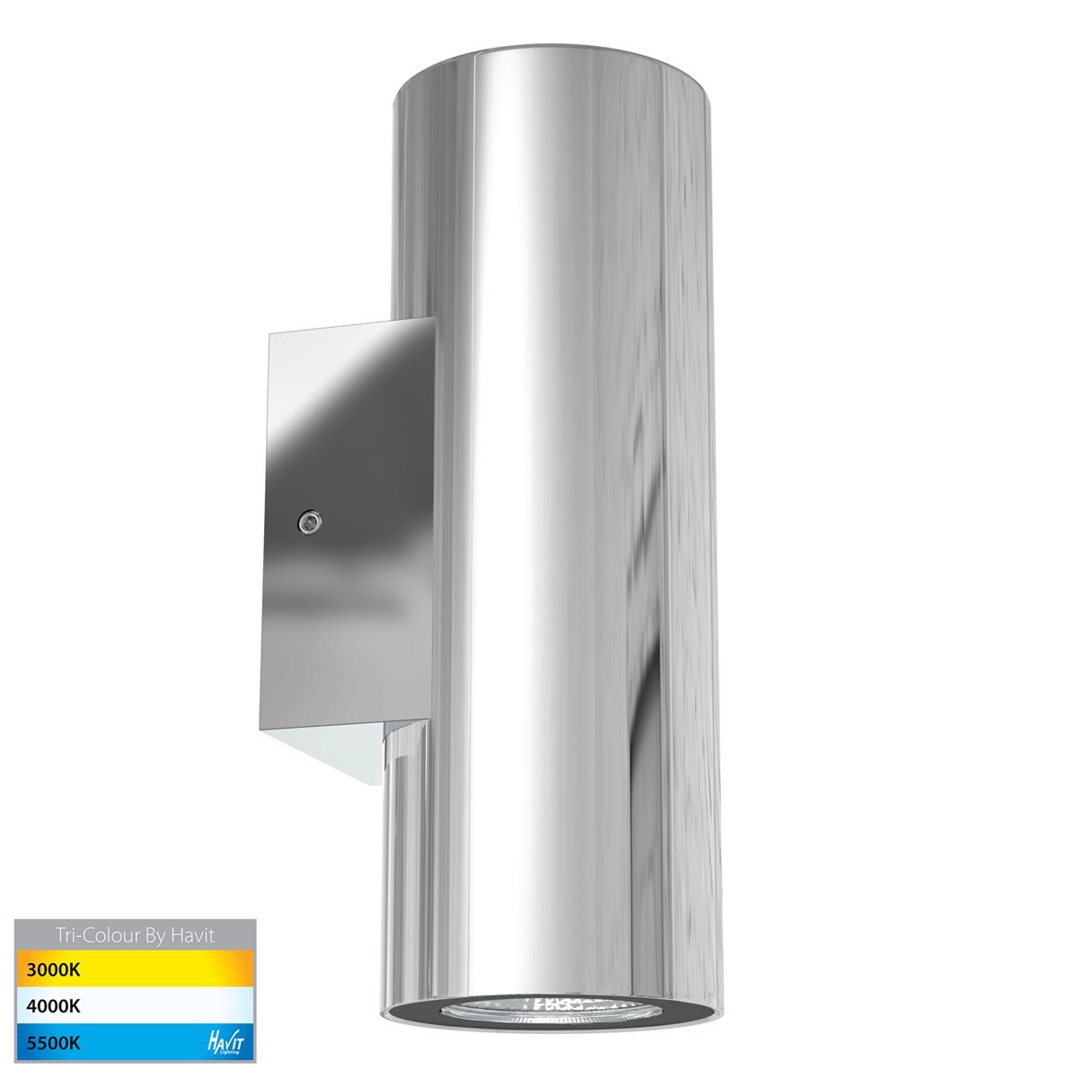 Aries 316 Polished Stainless Steel White Up & Down 2 x 6w Tri-Colour LED Wall Light - HV3626T-PSS316