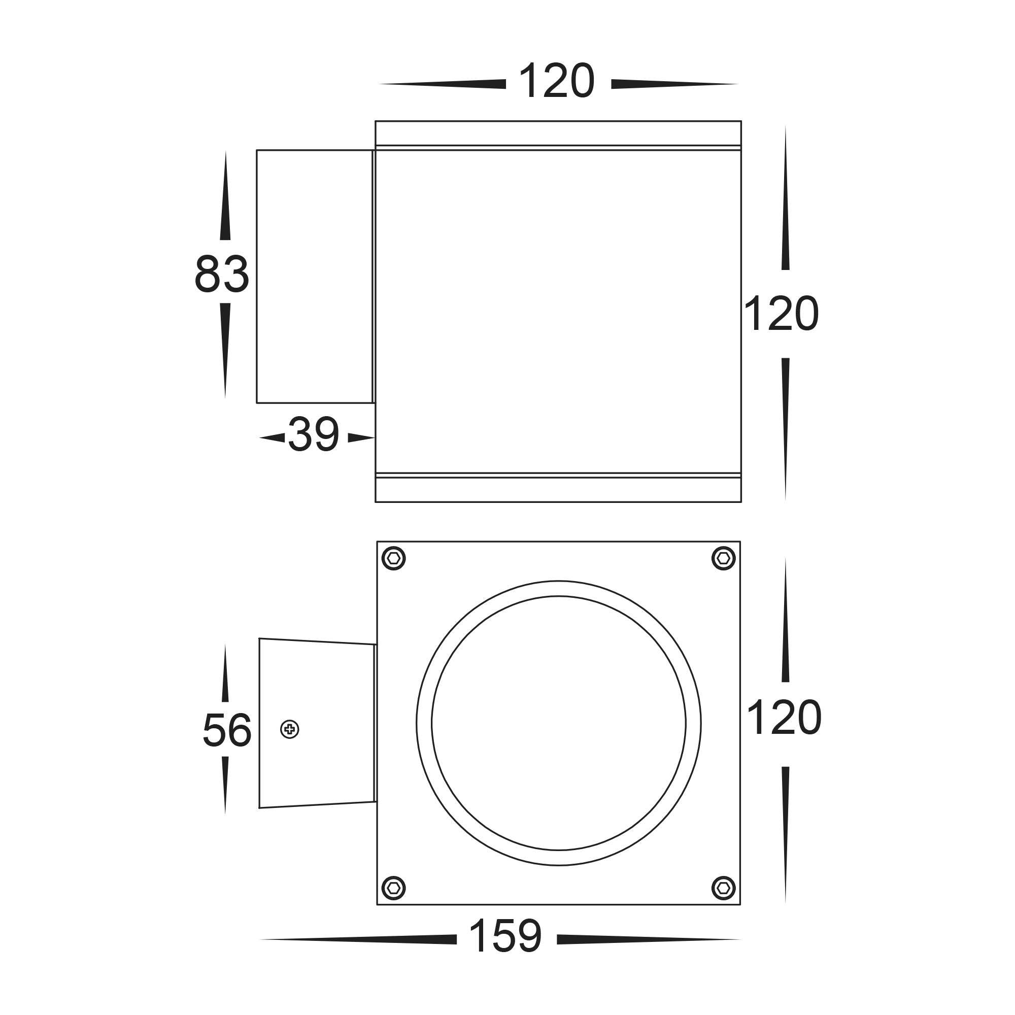 HV3628T-WHT-SQ - Porter Square Fixed Down LED Wall Light