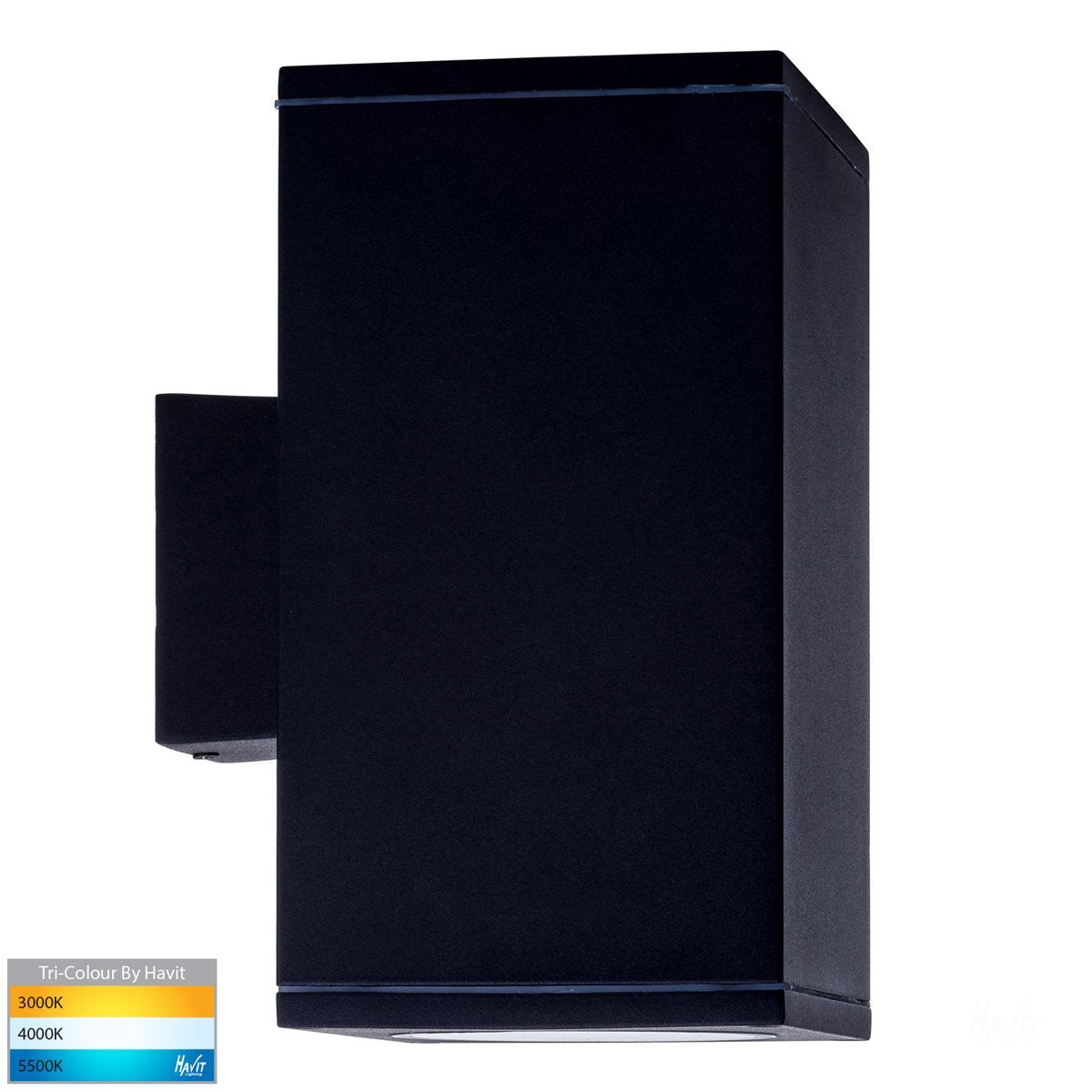 Porter 2 x 15w Tri-Color LED Black Large Square Up and Down Wall Light