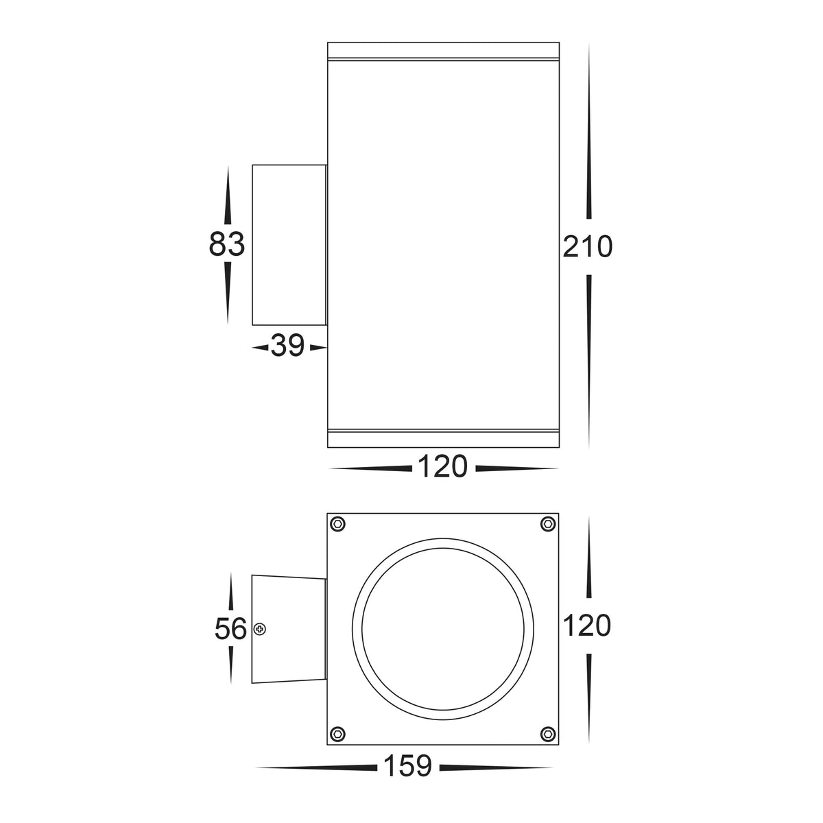 HV3629T-WHT-SQ -  Porter Square White Up & Down LED Wall Light