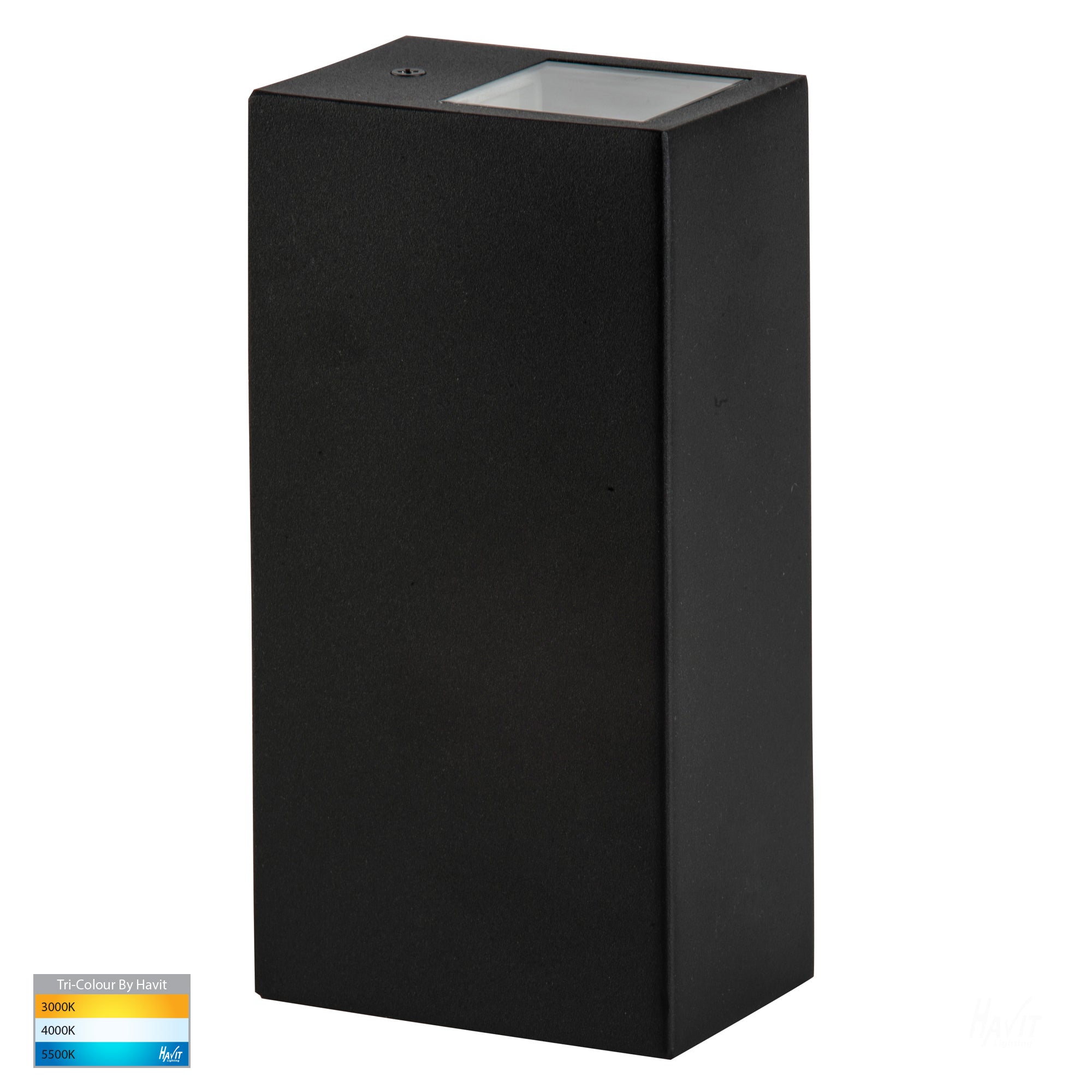 HV3633T-BLK - Veldi Black Square TRI Colour Up & Down Wall Light