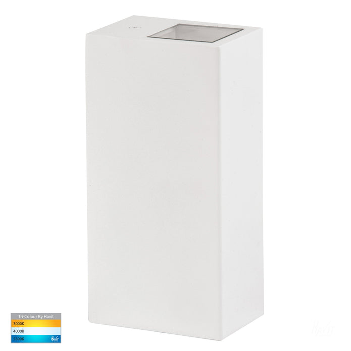 HV3633T-WHT - Veldi White Square TRI Colour Up & Down Wall Light