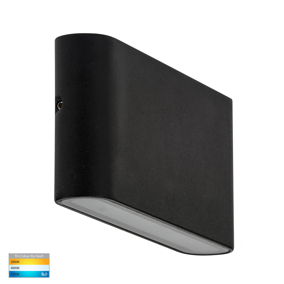 HV3643T-BLK - Lisse Black Fixed Down TRI Colour LED Wall Light