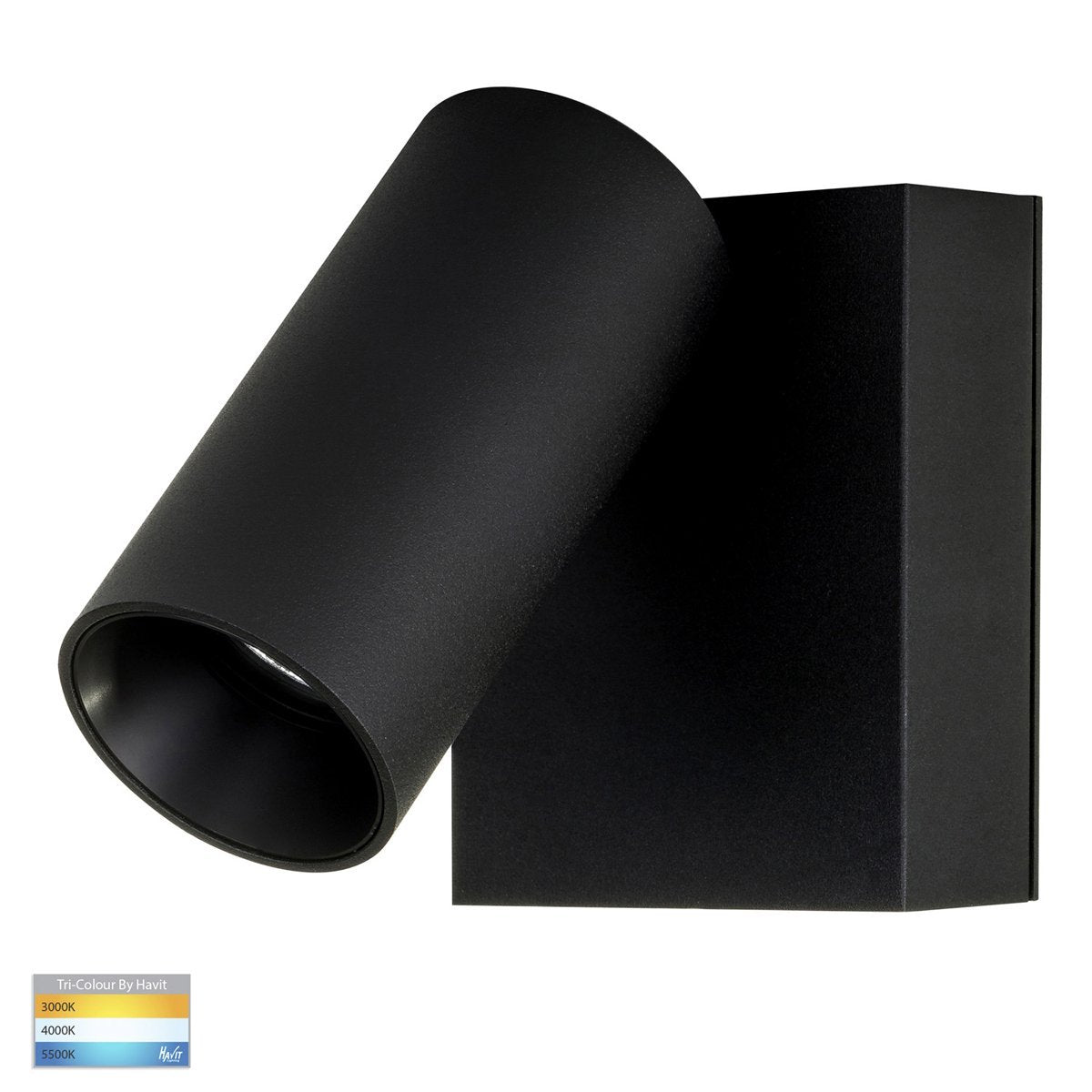 Revo 9w Tri-Color LED Black Single Adjustable Wall Light