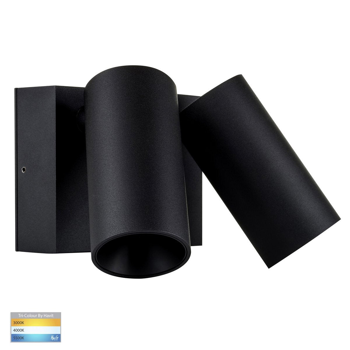 Revo 9w Tri-Color LED Black Double Adjustable Wall Light