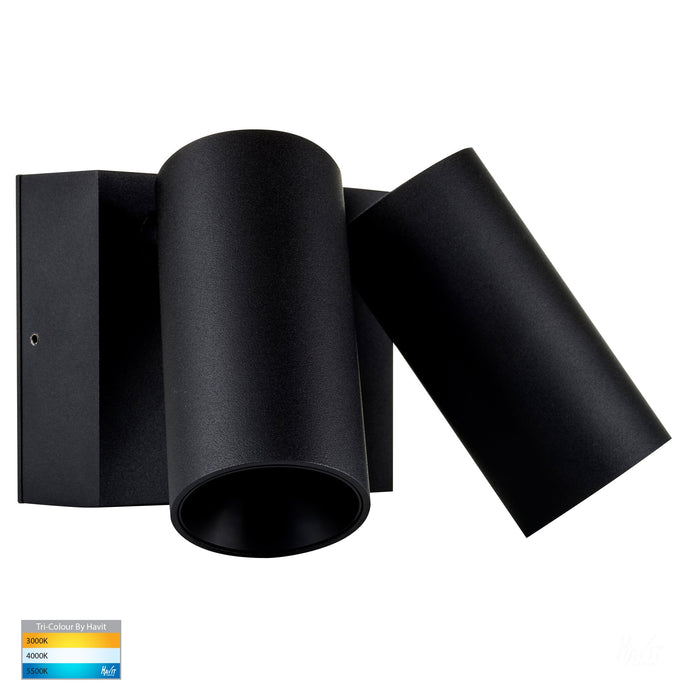 HV3683T-BLK - Revo Black Double Adjustable Wall Light