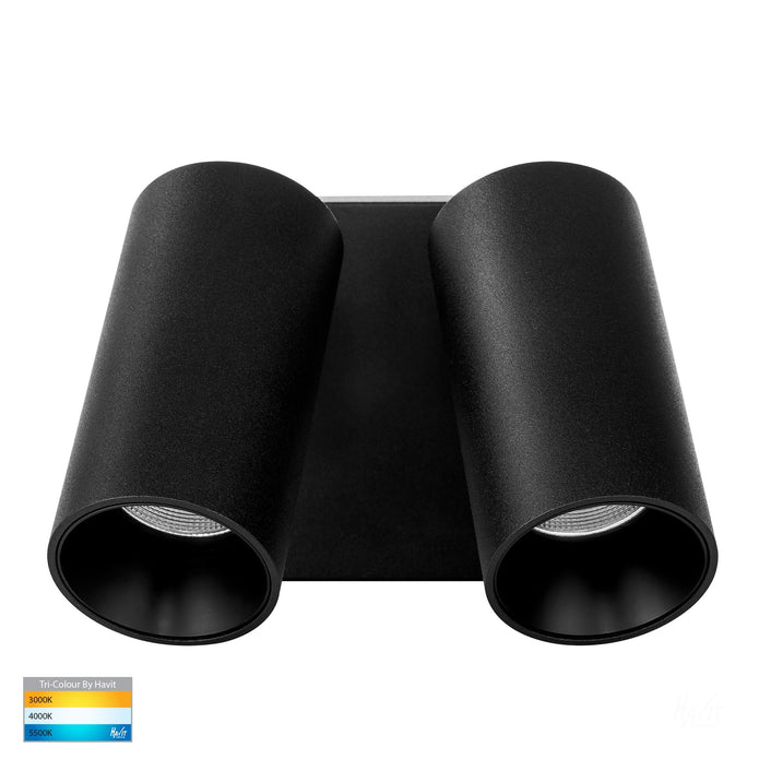 HV3683T-BLK - Revo Black Double Adjustable Wall Light