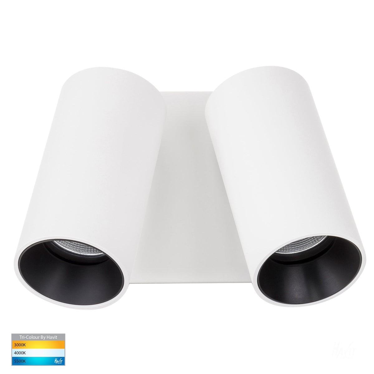 HV3683T-WHT - Revo White Double Adjustable Wall Light