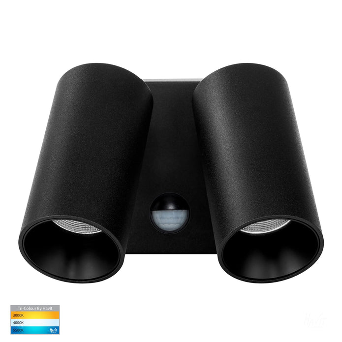 HV3684T-BLK - Revo Black Double Adjustable Wall Light With Sensor