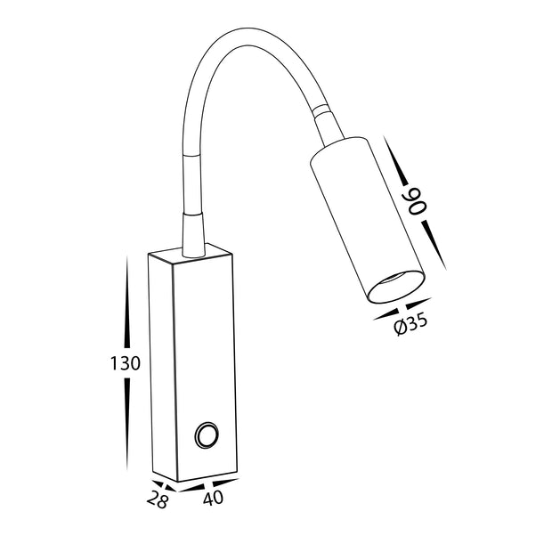 HV3687T-WHT- Lesen White Single Adjustable Wall Light with Flexible Arm