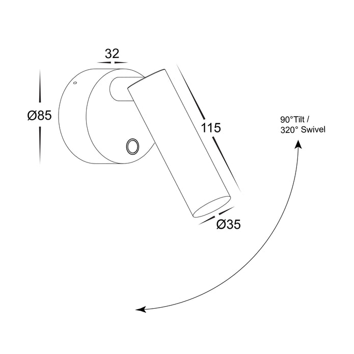 HV3689T-WHT - Lesen White Single Adjustable Wall Light