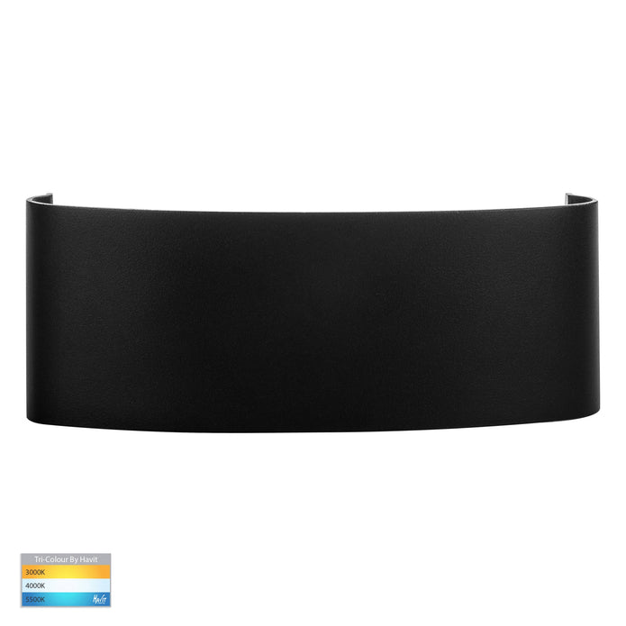 HV3697T-BLK-240V | HV3697T-BLK-12V - Maro Black Up & Down TRI Colour LED Wall Light