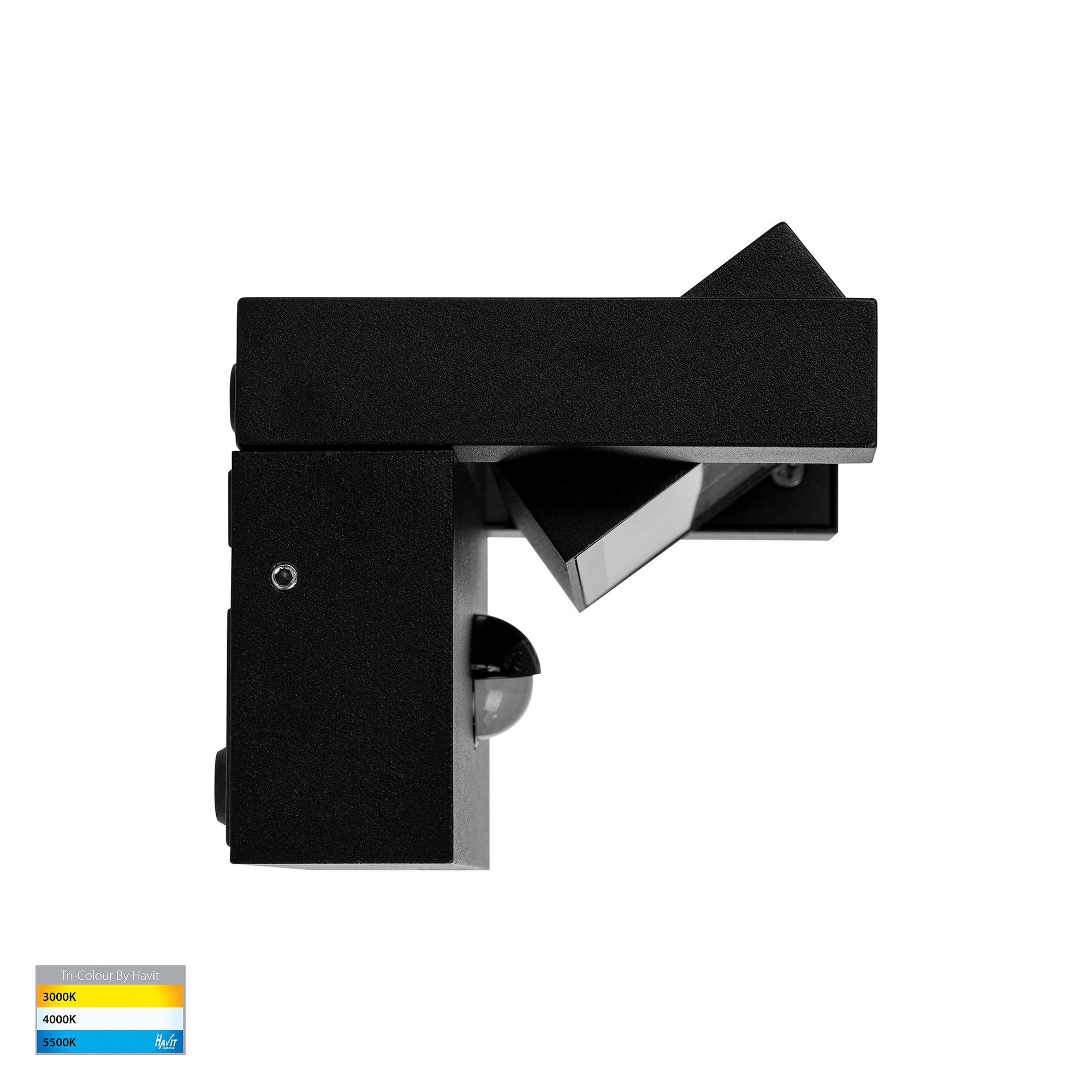 HV3731T-BLK-PIR - Locu Aluminium Black Adjustable 12w LED Floodlight with Sensor