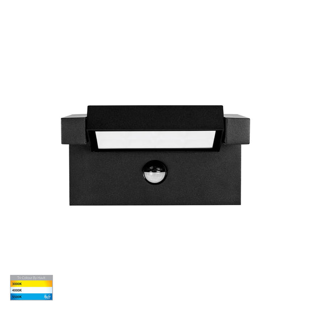HV3731T-BLK-PIR - Locu Aluminium Black Adjustable 12w LED Floodlight with Sensor