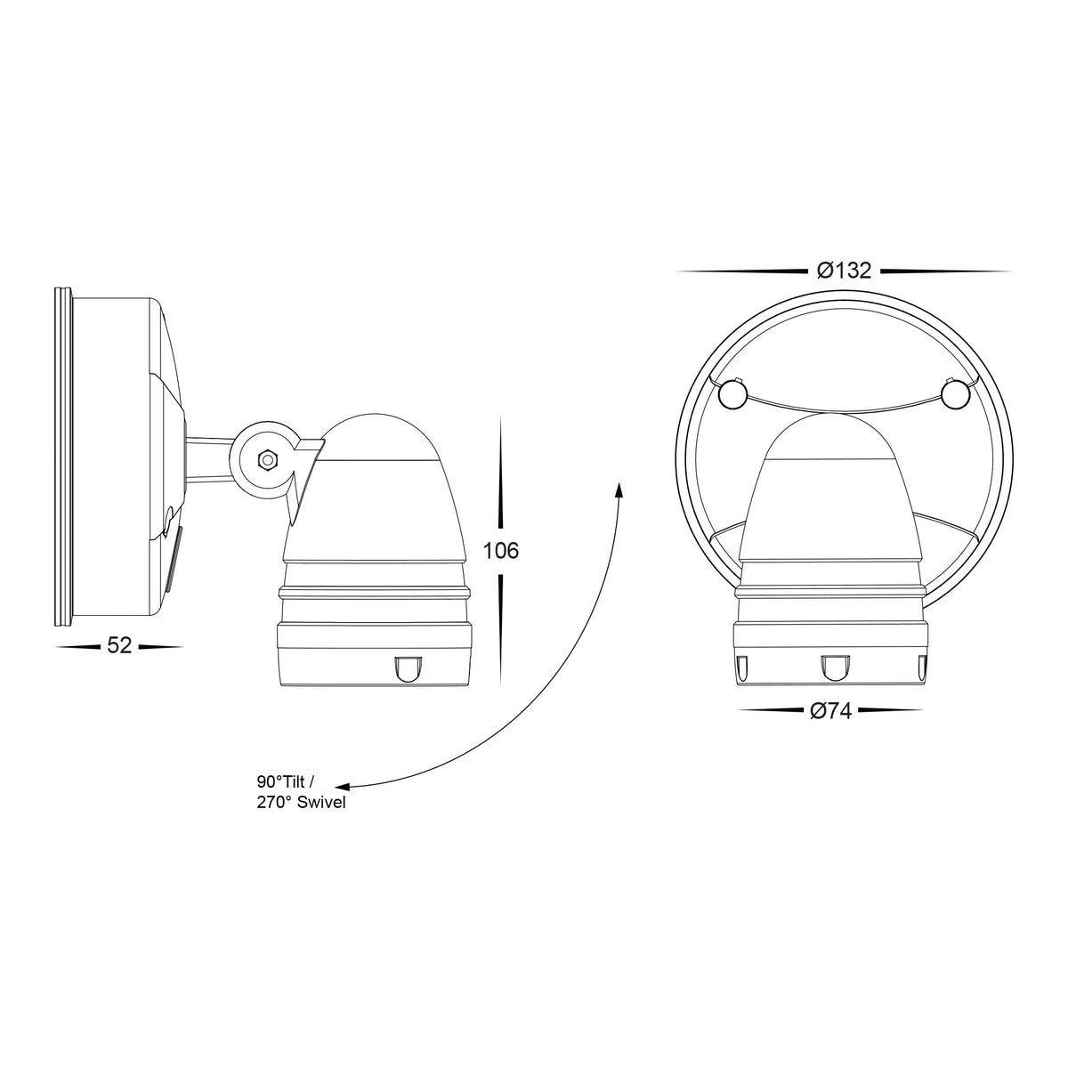 HV3791T-WHT - Focus Polycarbonate White Single Adjustable Spot Light