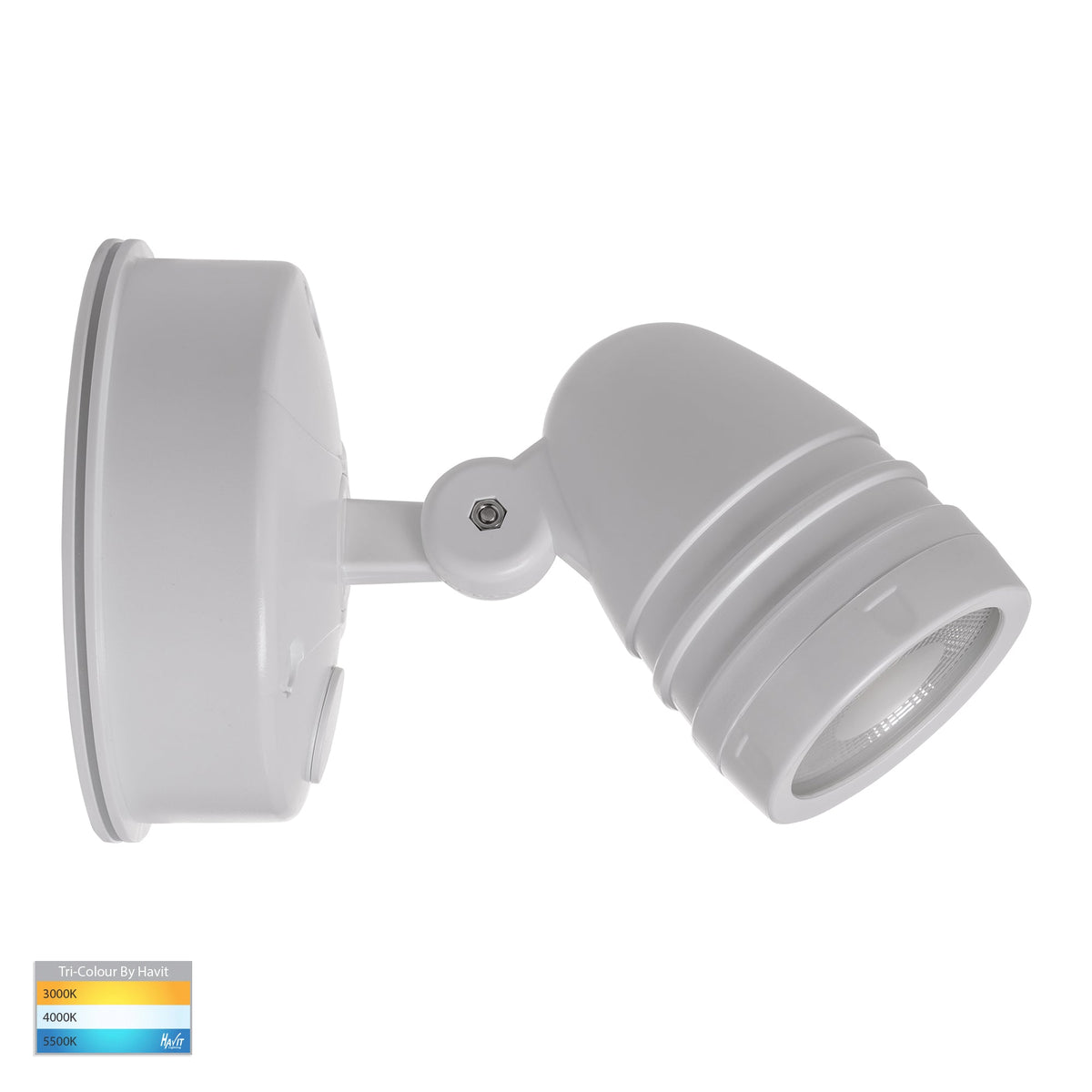 HV3792T-WHT - Focus Polycarbonate White Single Adjustable Spot Light With Sensor