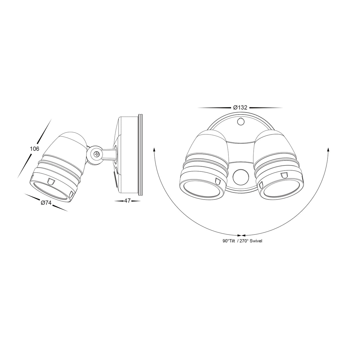 HV3793T-WHT - Focus Polycarbonate White Double Adjustable Spot Light