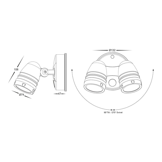 HV3793T-WHT - Focus Polycarbonate White Double Adjustable Spot Light