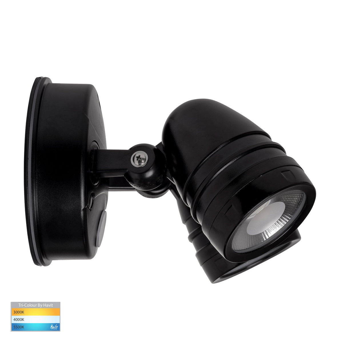 HV3794T-BLK - Focus Polycarbonate Black Double Adjustable Spot Light With Sensor