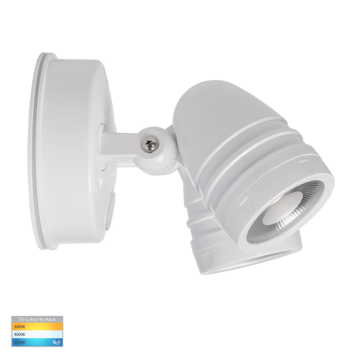 HV3794T-WHT - Focus Polycarbonate White Double Adjustable Spot Light With Sensor