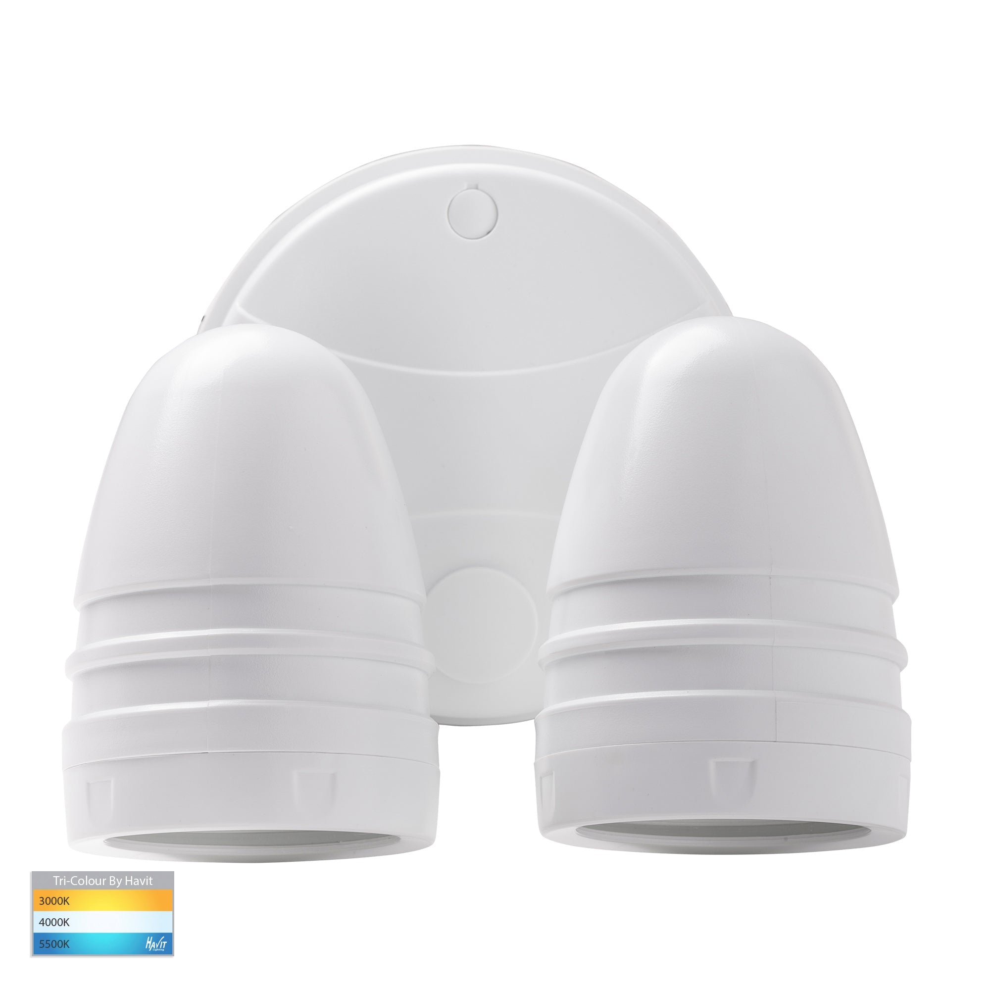 HV3794T-WHT - Focus Polycarbonate White Double Adjustable Spot Light With Sensor