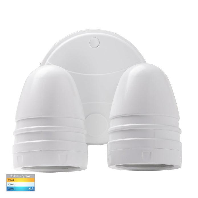 HV3794T-WHT - Focus Polycarbonate White Double Adjustable Spot Light With Sensor