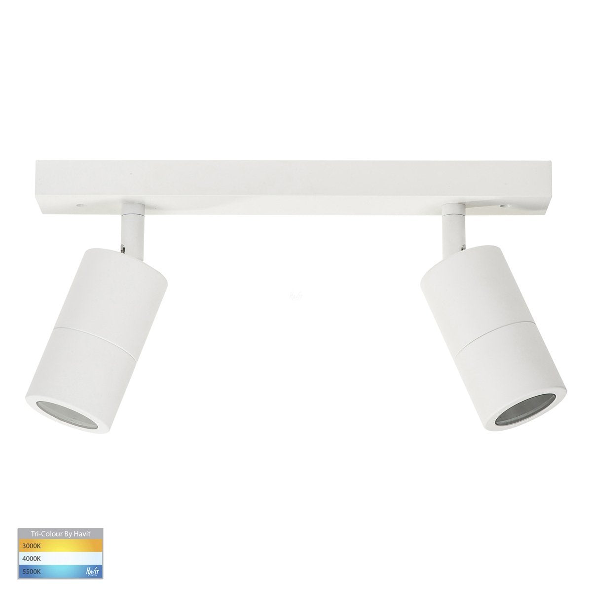 Tivah 10W 240v Tri-Colour LED Ceiling 2 Light Bar Light in Matt White