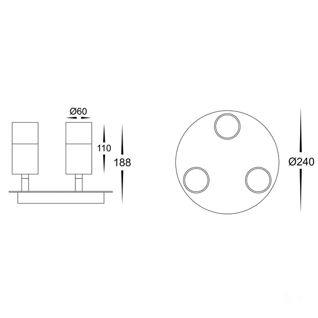 HV4001T-3-BLK-RND - Tivah Black 3 Light Round Plate
