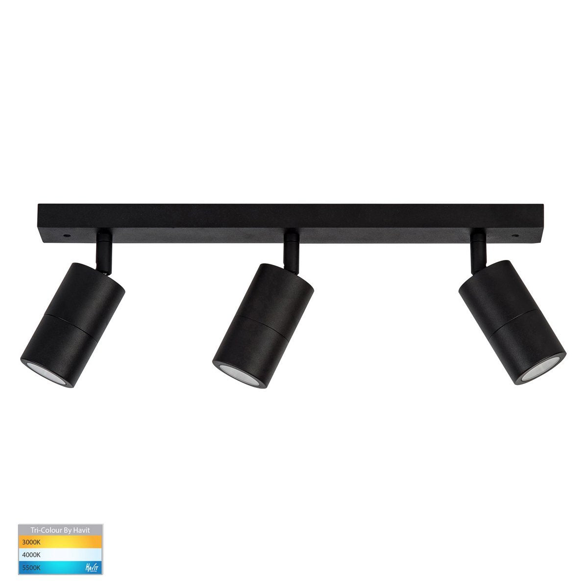 Tivah 15W 240v Tri-Colour LED Ceiling 3 Light Bar Light in Matt Black