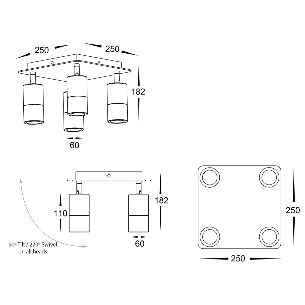 HV4001-4-SQ Dimensions