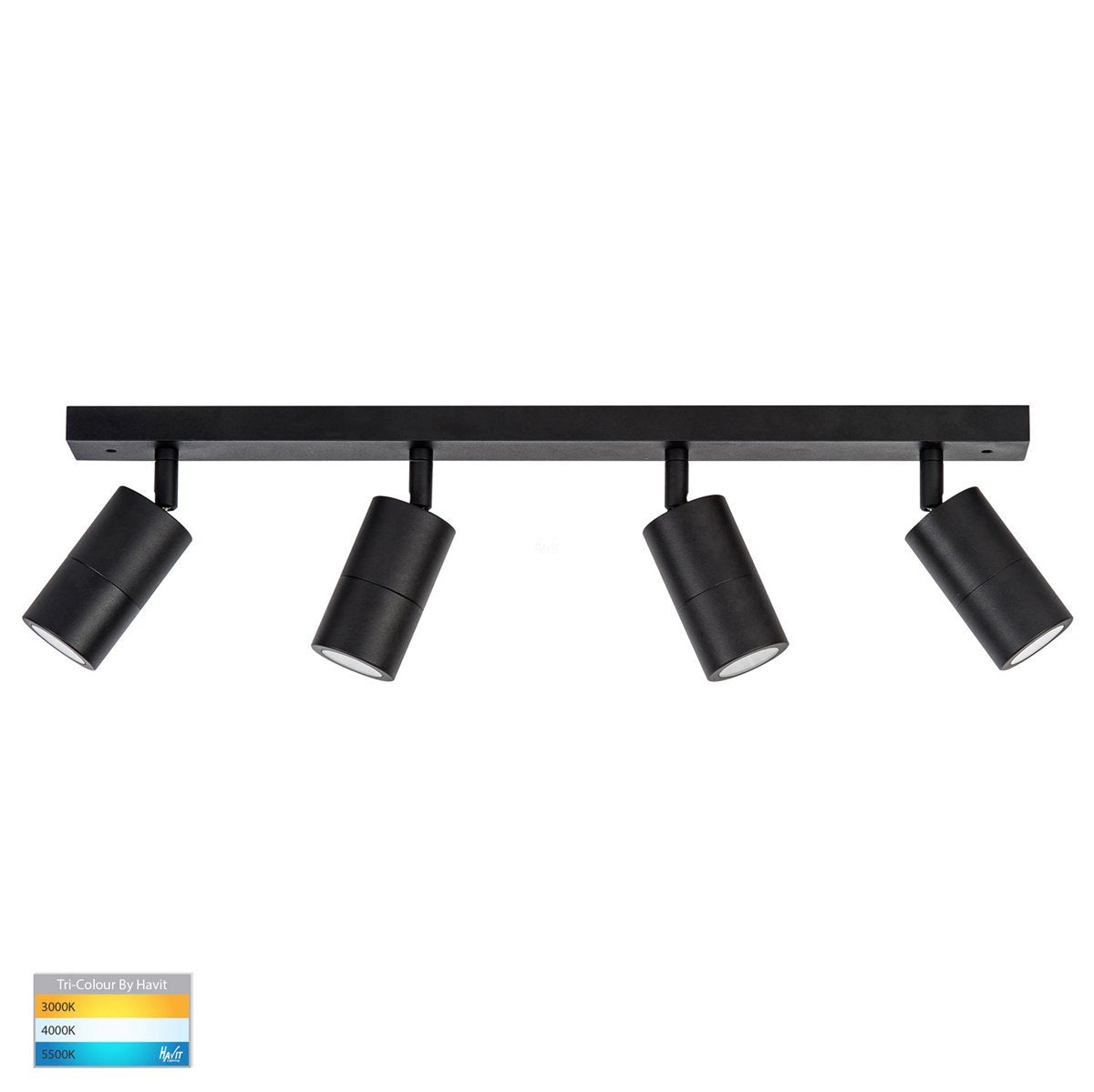 Tivah 15W 240v Tri-Colour LED Ceiling 4 Light Bar Light in Matt Black