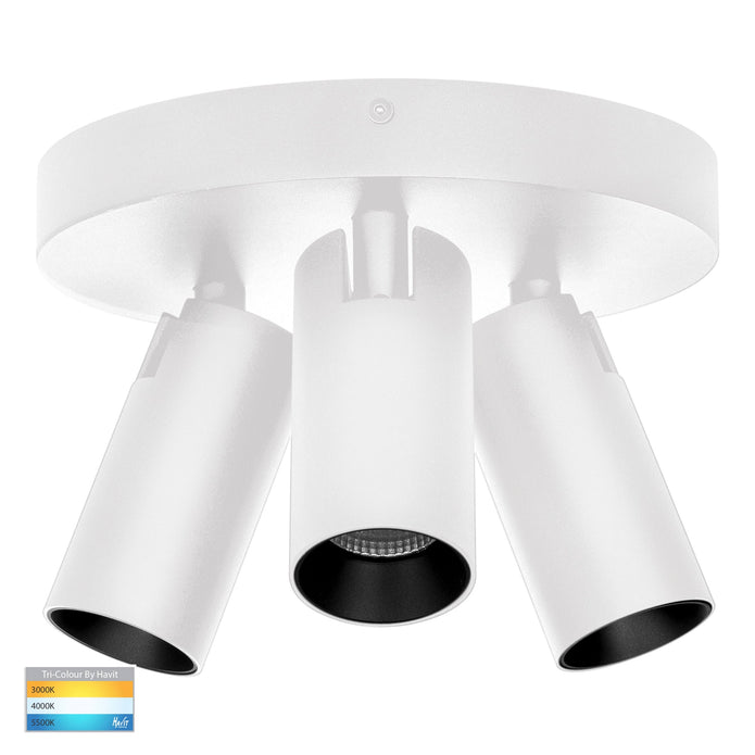HV4002T-3-WHT-RND - Revo White 3 Light TRI Colour Round Plate