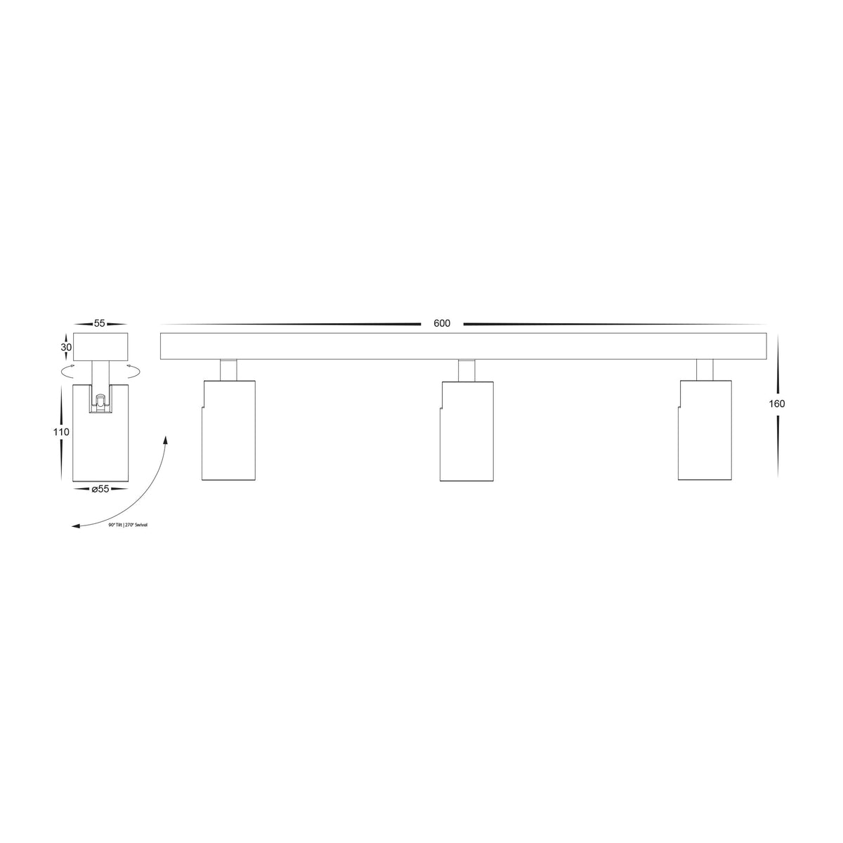 HV4002T-3-WHT - Revo White 3 Light TRI Colour Bar Light