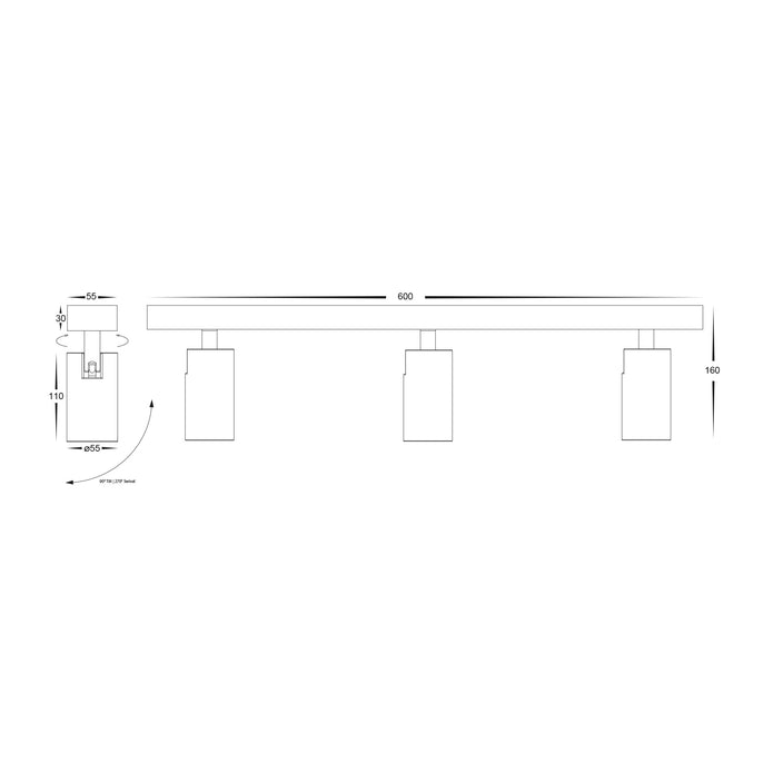 HV4002T-3-WHT - Revo White 3 Light TRI Colour Bar Light