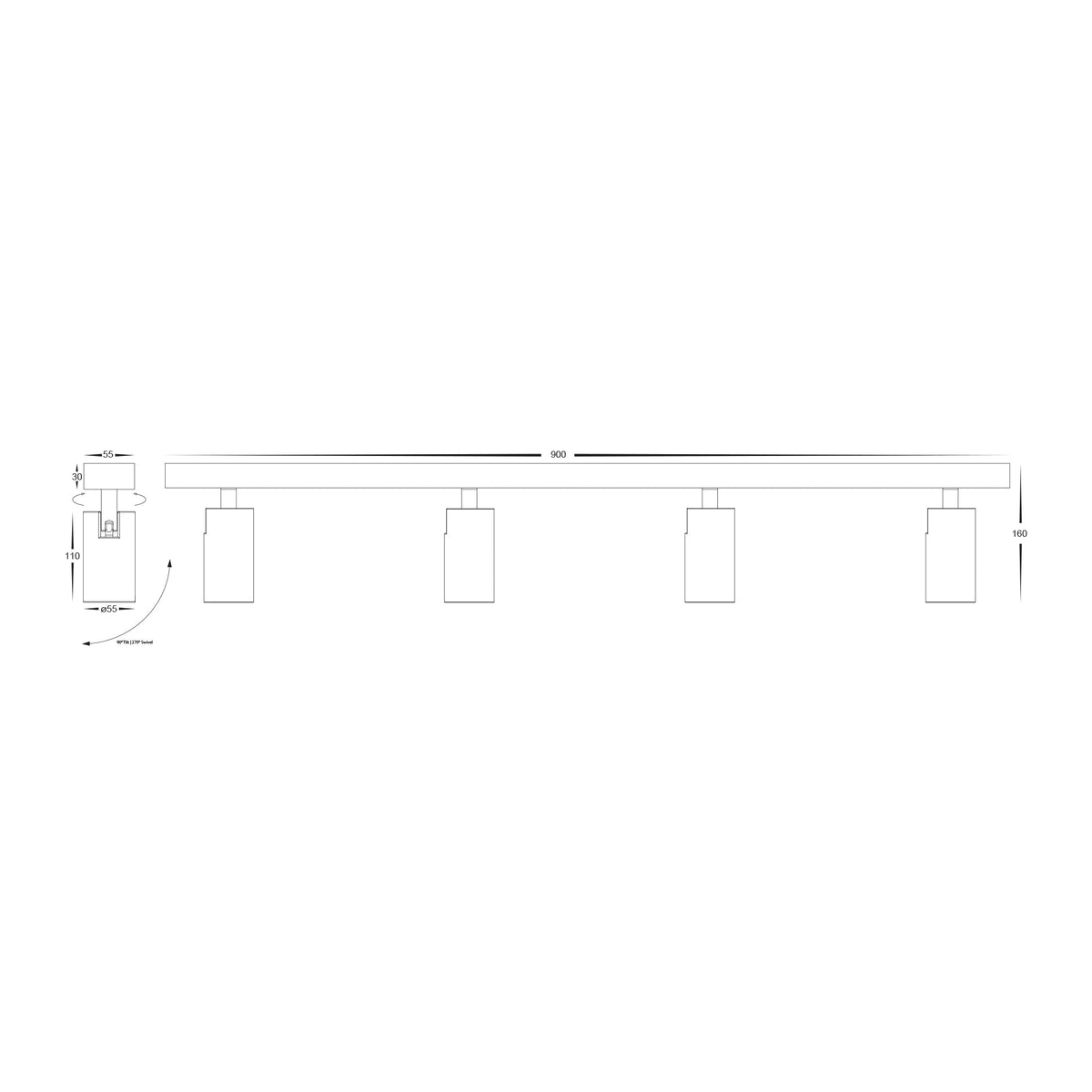 HV4002T-4-WHT - Revo White 4 Light TRI Colour Bar Light