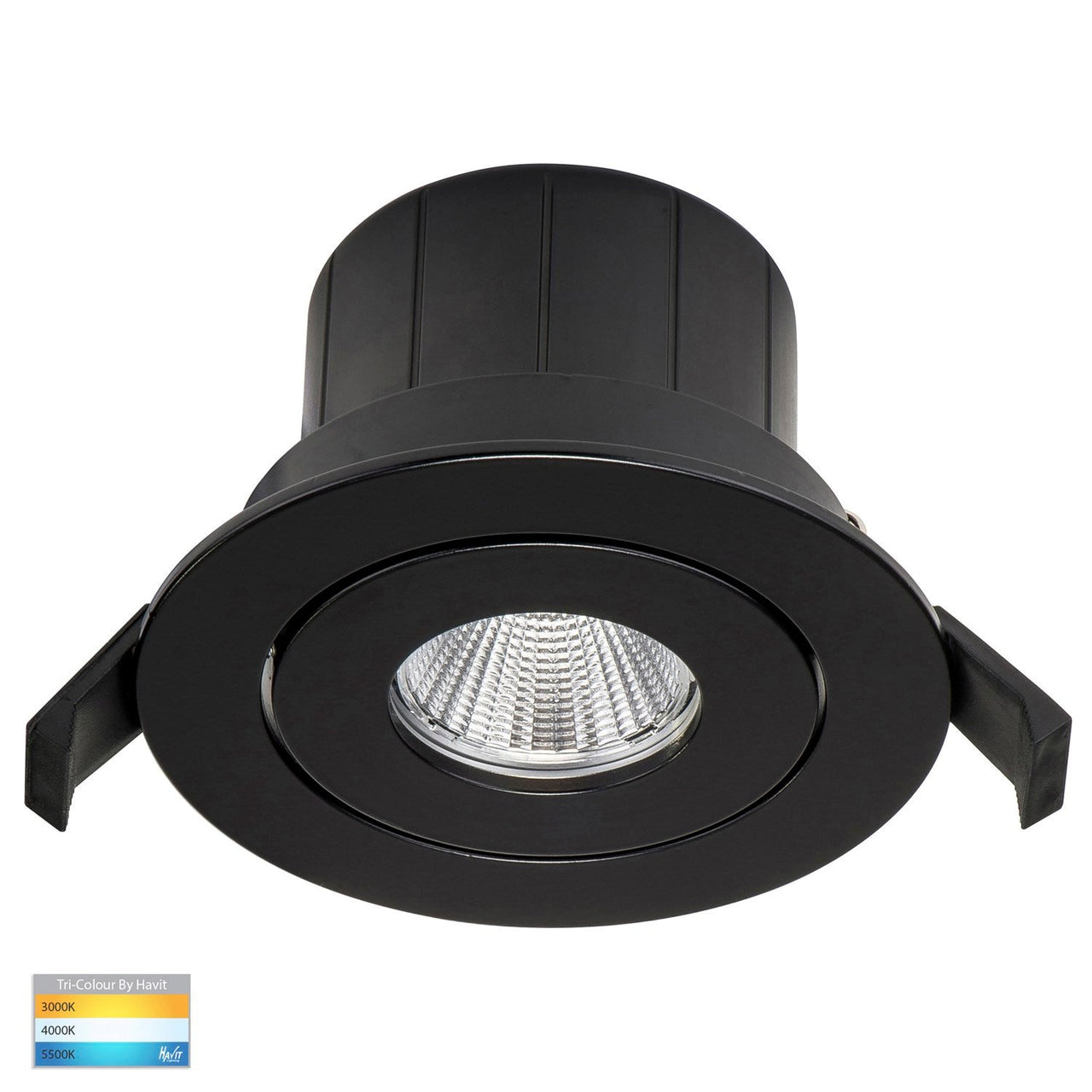 Prime 12W Dimmable CCT Matt Black Recessed 20° Tilt Downlight