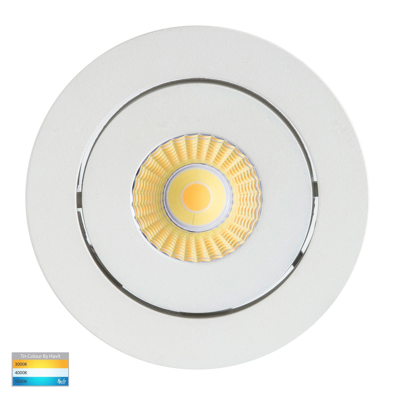 Prime 12W Dimmable CCT Matt White Recessed 20° Tilt Downlight