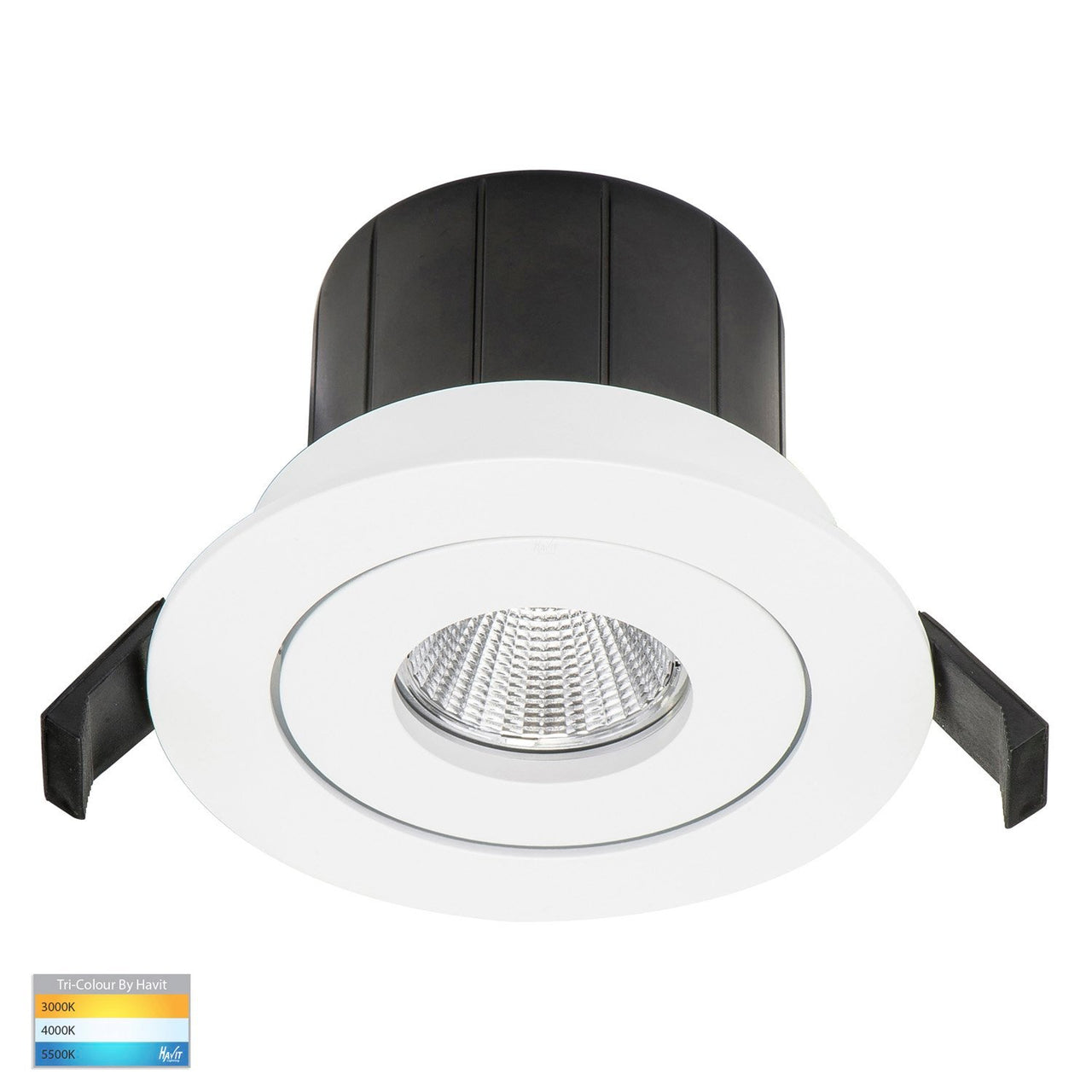 Prime 12W Dimmable CCT Matt White Recessed 20° Tilt Downlight