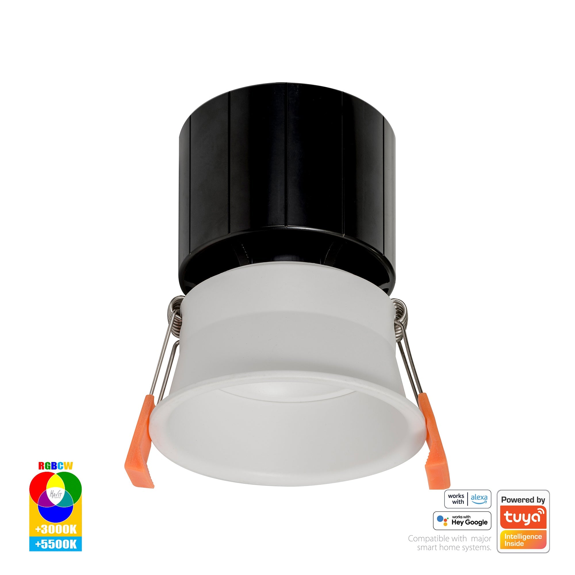 HV5513RGBCW-WHT - Prime White Fixed Deep RGBCW WIFI LED Downlight