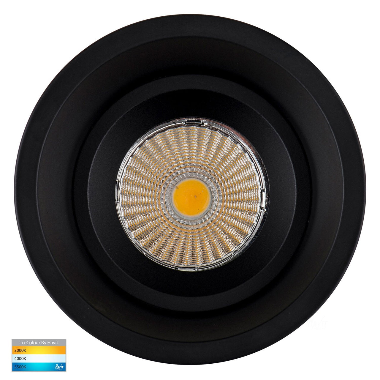 Prime 12W Dimmable CCT Matt Black Recessed Fixed Deep Set 76mm Downlight