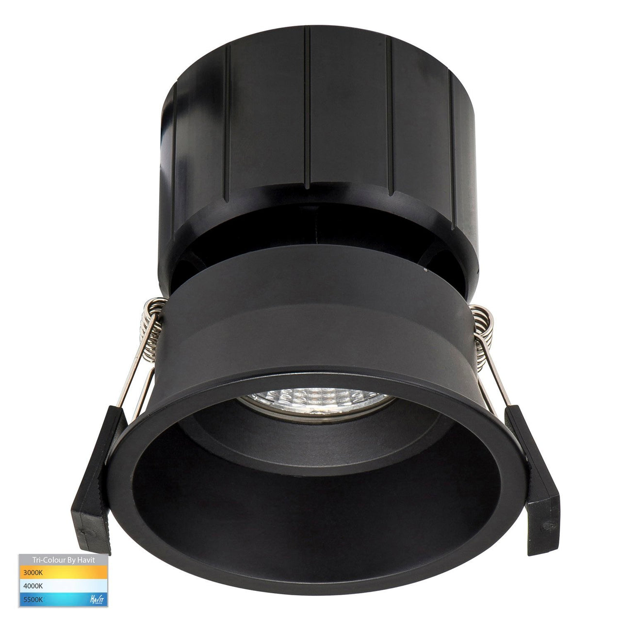 Prime 12W Dimmable CCT Matt Black Recessed Fixed Deep Set 76mm Downlight