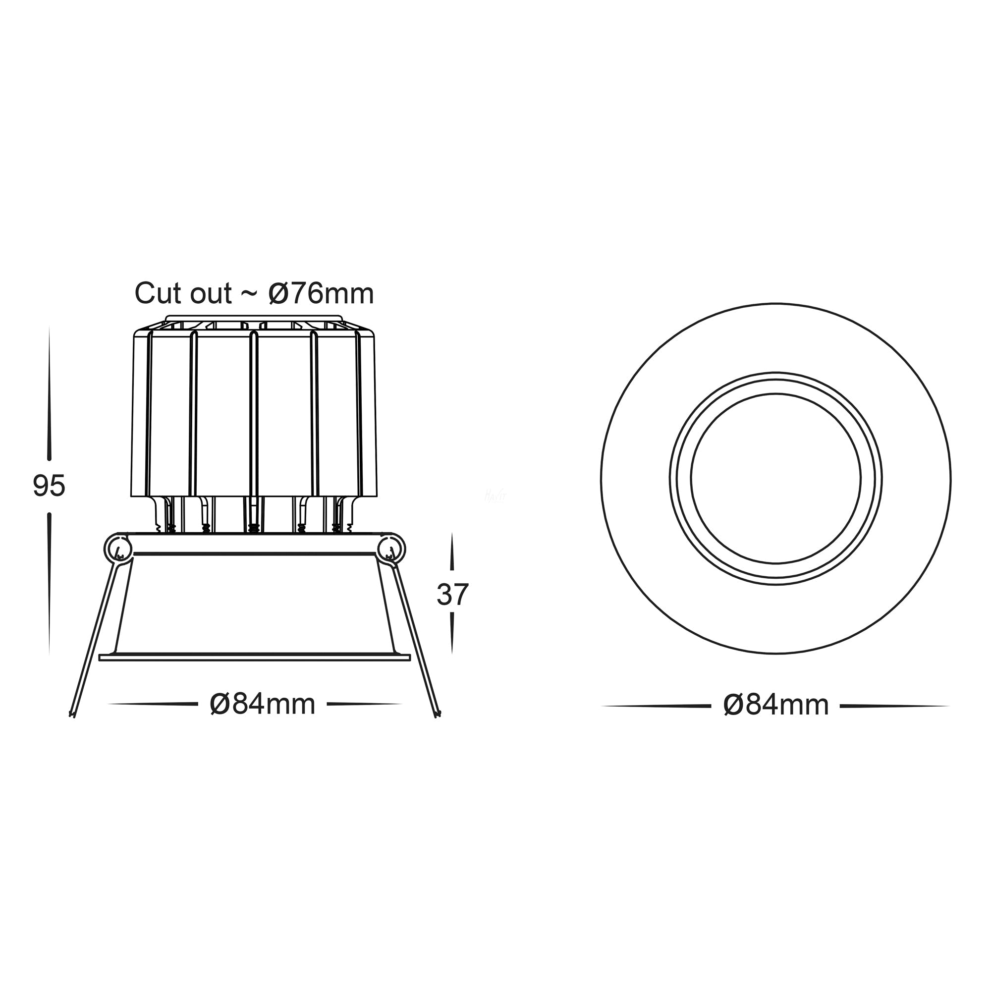 HV5513RGBCW-WHT - Prime White Fixed Deep RGBCW WIFI LED Downlight
