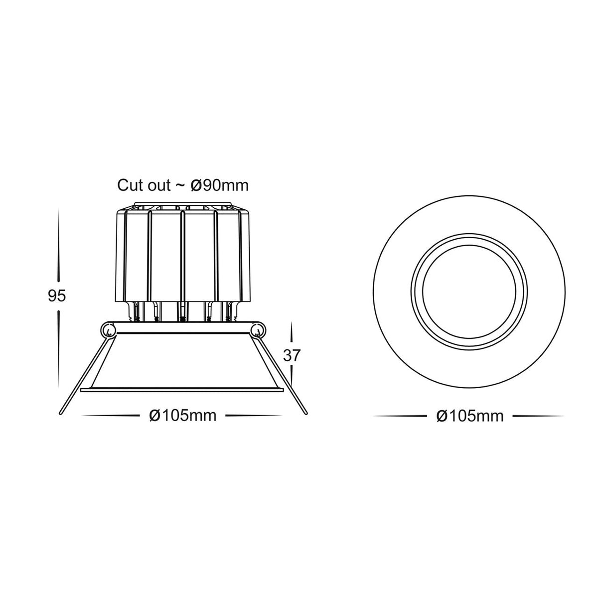 HV5514T-BLK - Prime Black Fixed Deep LED Downlight