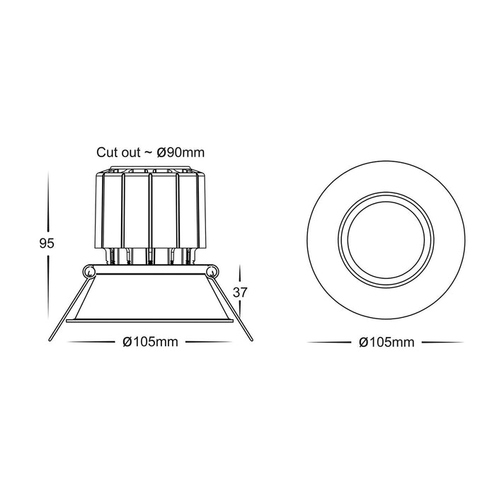 HV5514T-BLK - Prime Black Fixed Deep LED Downlight